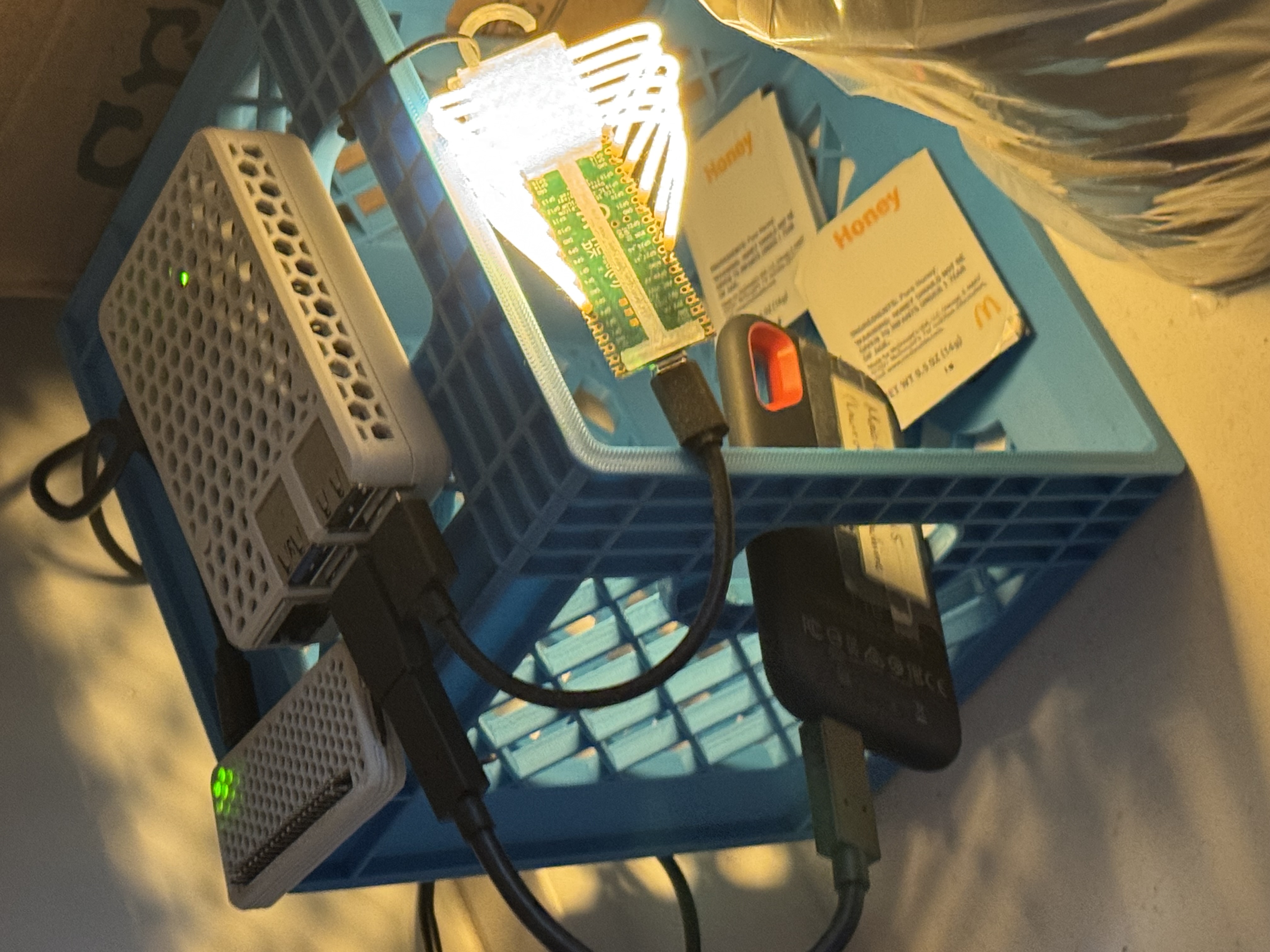Kitchen home server rack with a Raspberry Pi 5